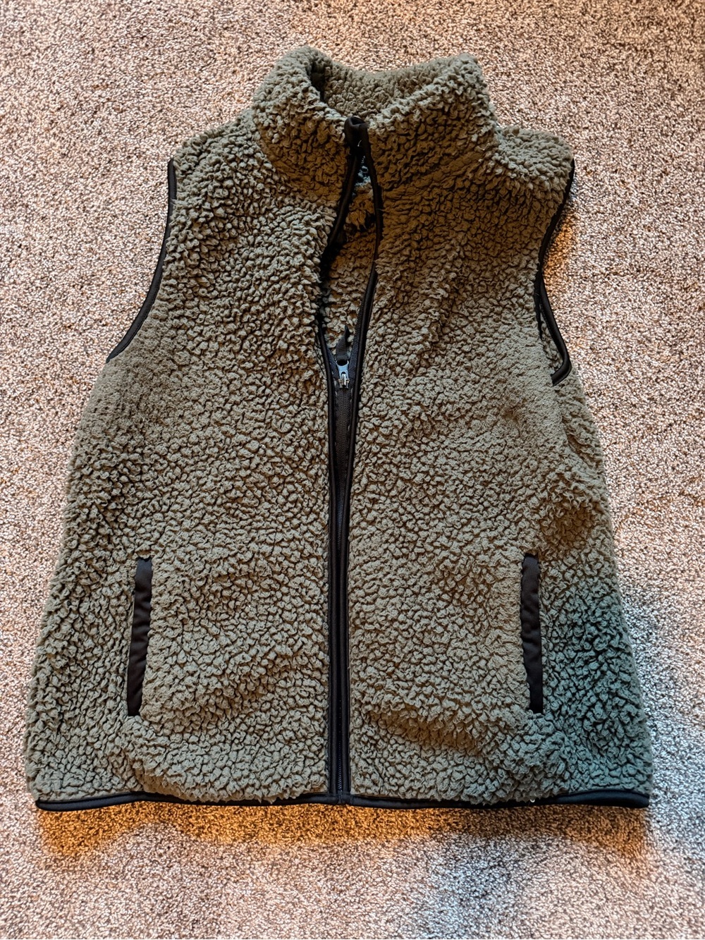 Women’s Olive Green Sherpa Fleece Vest - Brand